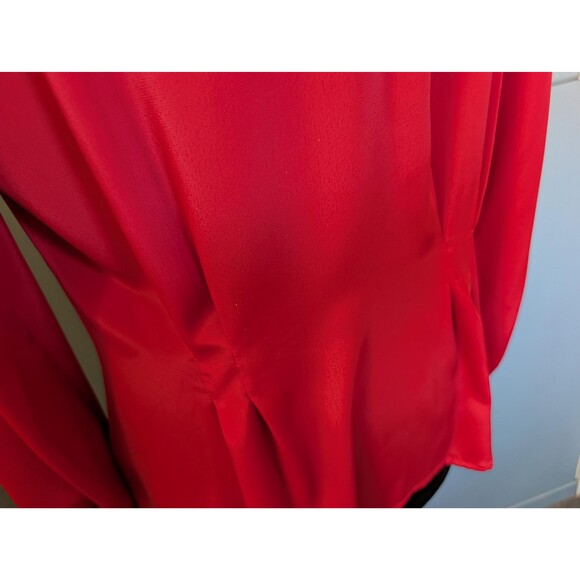 80s Red Long Sleeve Blouse: Lloyd Williams Vintage Womens Top Size 10 - Picture 9 of 13